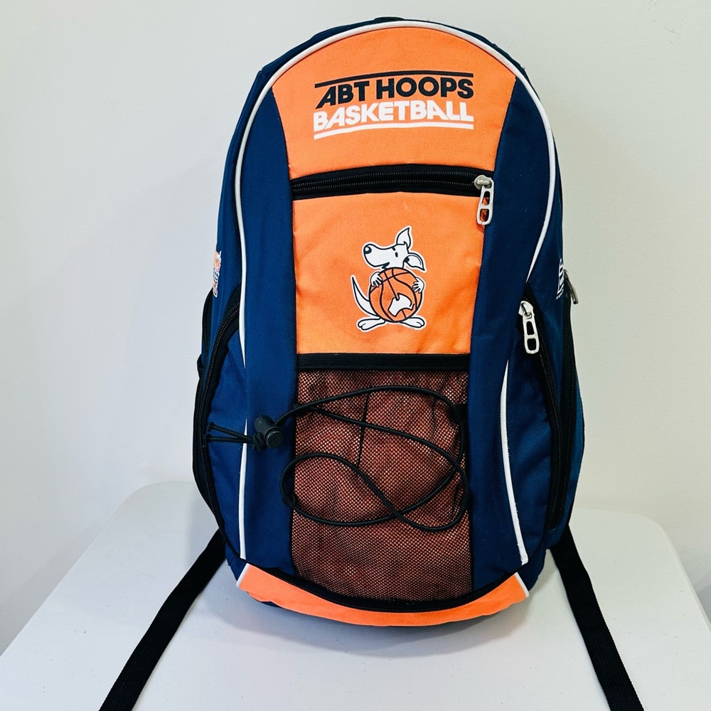 ABT‎ Hoops Basketball Backpack Team Gear Bag Navy Blue & Orange - Youth/Adult